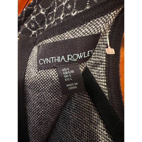 Cynthia Rowley Black & White Geometric Long Sleeve Knit Sweater Dress M‎ - Picture 8 of 11